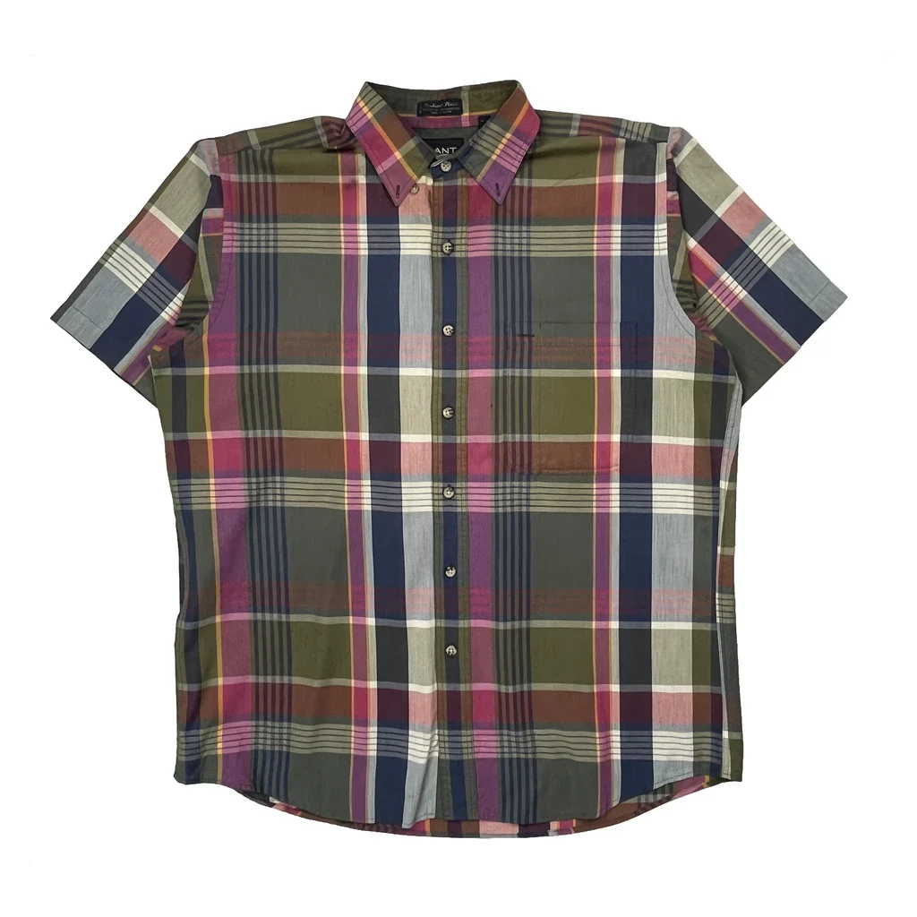 Gant Checked Short Sleeve Shirt - Large Multicoloured Cotton Blend