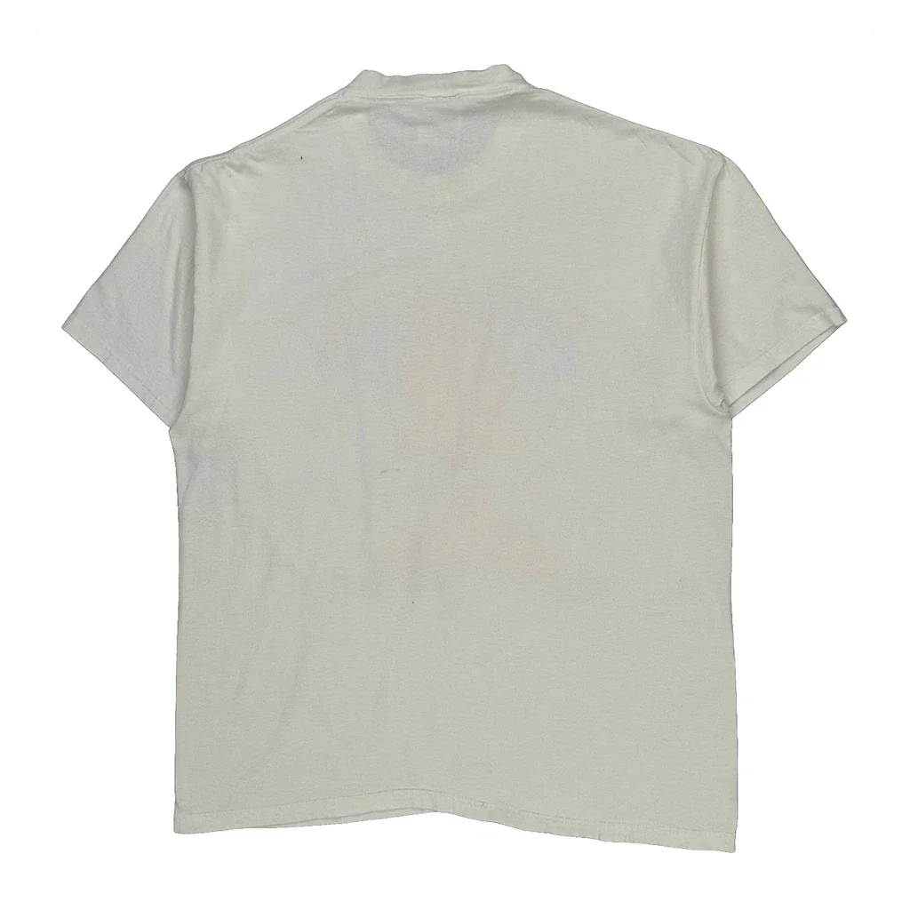 Garfield Hanes Cartoon T-Shirt - Large White Cotton - Image 2
