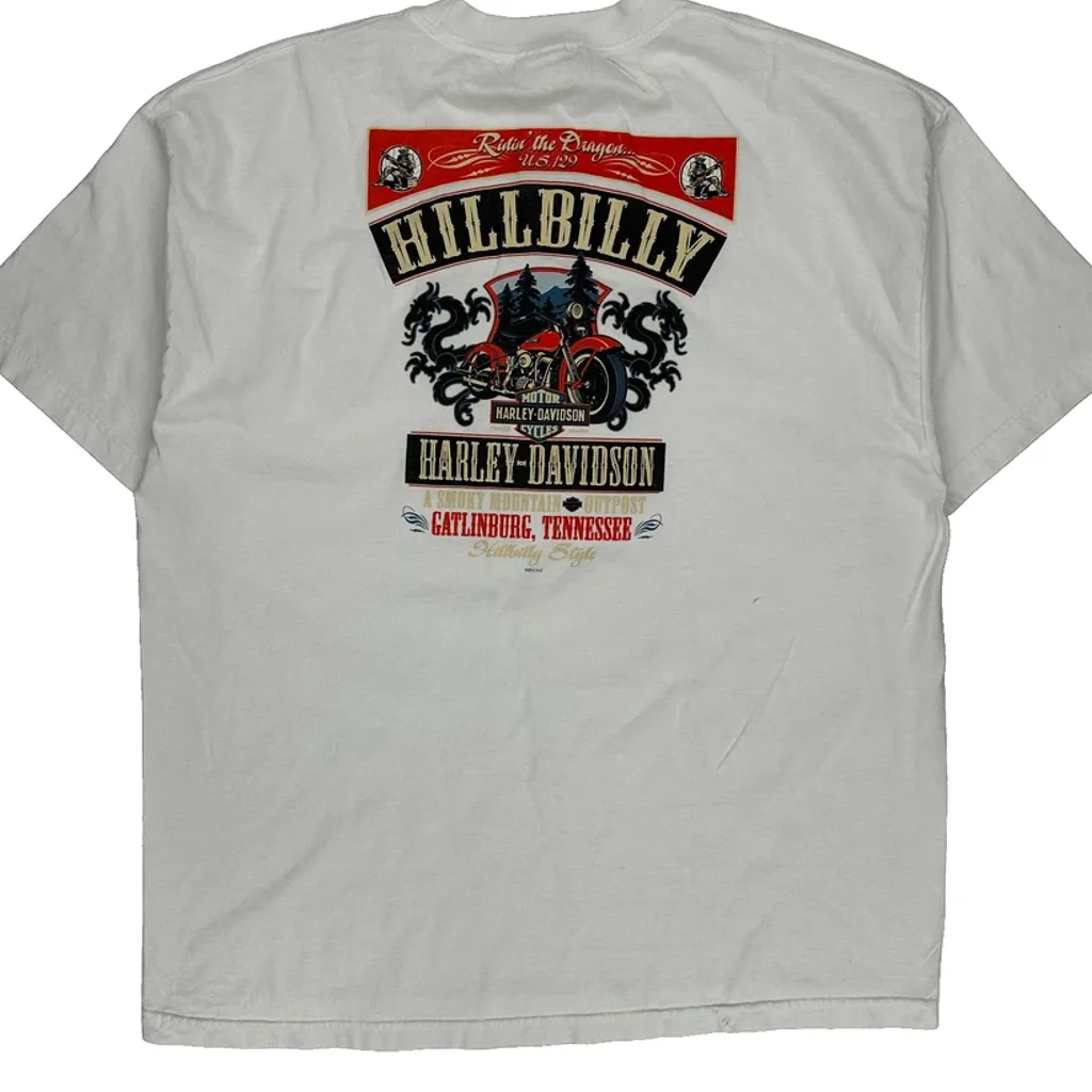 Gatlinburg, Tennessee Harley Davidson Graphic T-Shirt - 2XL White Cotton - Image 6