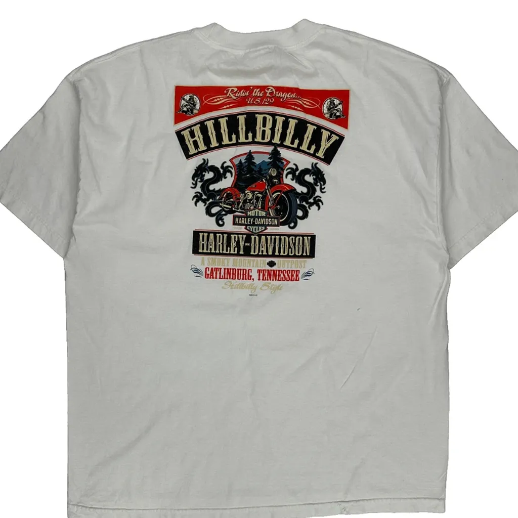 Gatlinburg, Tennessee Harley Davidson Graphic T-Shirt - 2XL White Cotton - Image 7