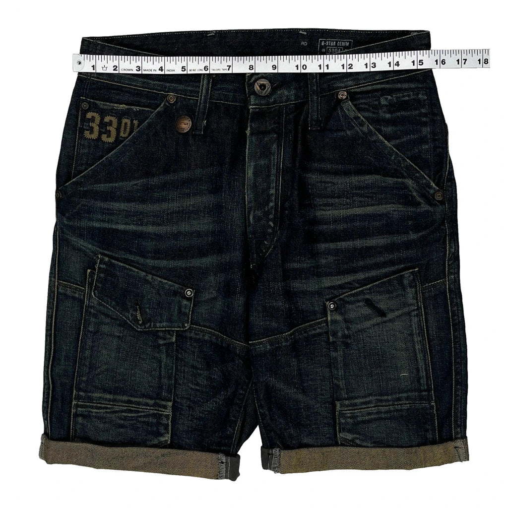 General 5620 Tapered G-Star Cargo Denim Shorts - 31W 9L Blue Cotton - Image 2