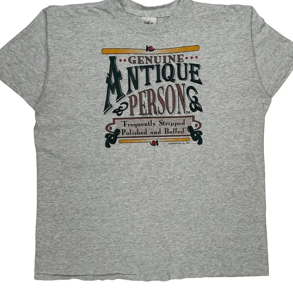 Genuine Antique Person Laid Back Single Stitch T-Shirt - XL Grey Cotton - Image 4