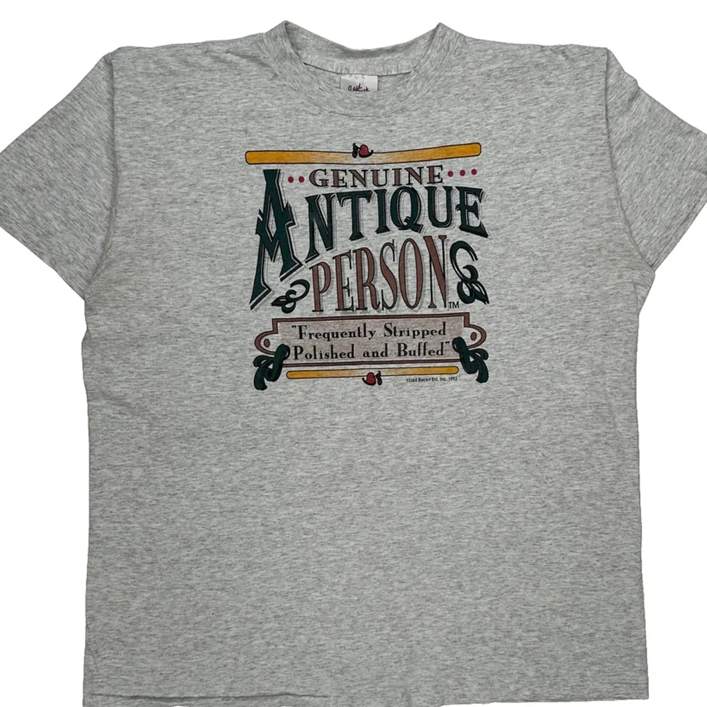 Genuine Antique Person Laid Back Single Stitch T-Shirt - XL Grey Cotton - Image 5