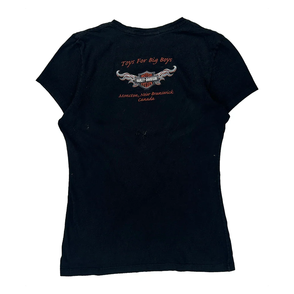 Genuine Harley Davidson V-Neck T-Shirt - XS Black Cotton - Image 2