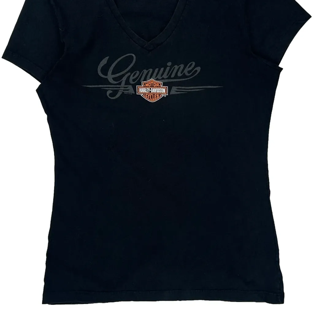 Genuine Harley Davidson V-Neck T-Shirt - XS Black Cotton - Image 5