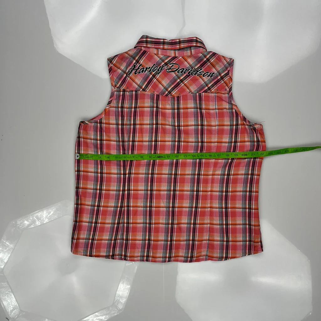 Genuine Motorclothes Harley Davidson Checked Shirt - XL Red Cotton - Image 3