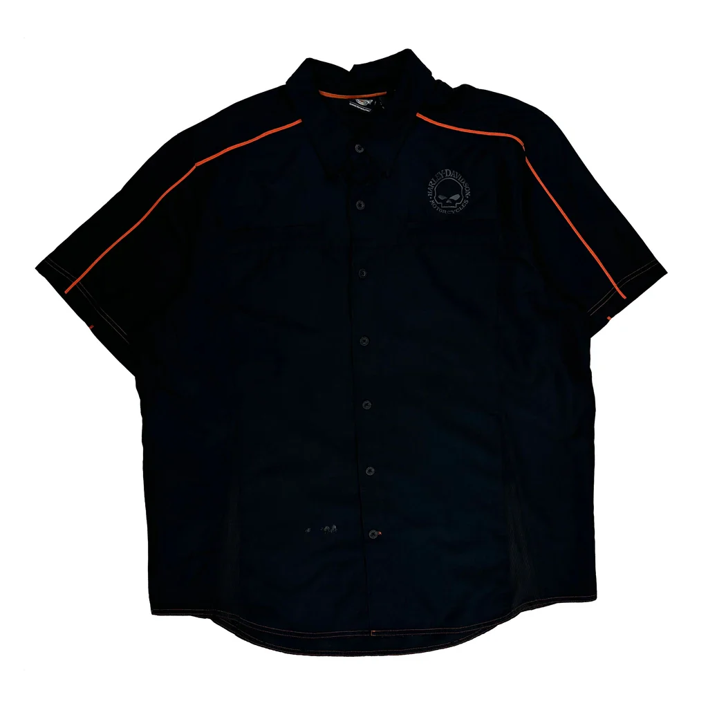 Genuine Motorclothes Harley Davidson Graphic Short Sleeve Shirt - 2XL Black Polyester