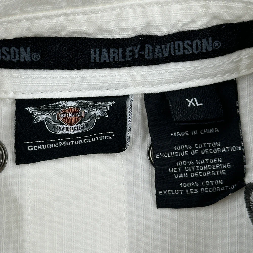 Genuine Motorclothes Harley Davidson Short Sleeve Shirt - XL White Cotton - Image 3