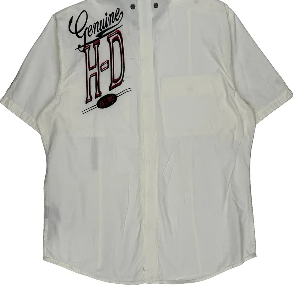 Genuine Motorclothes Harley Davidson Short Sleeve Shirt - XL White Cotton - Image 7