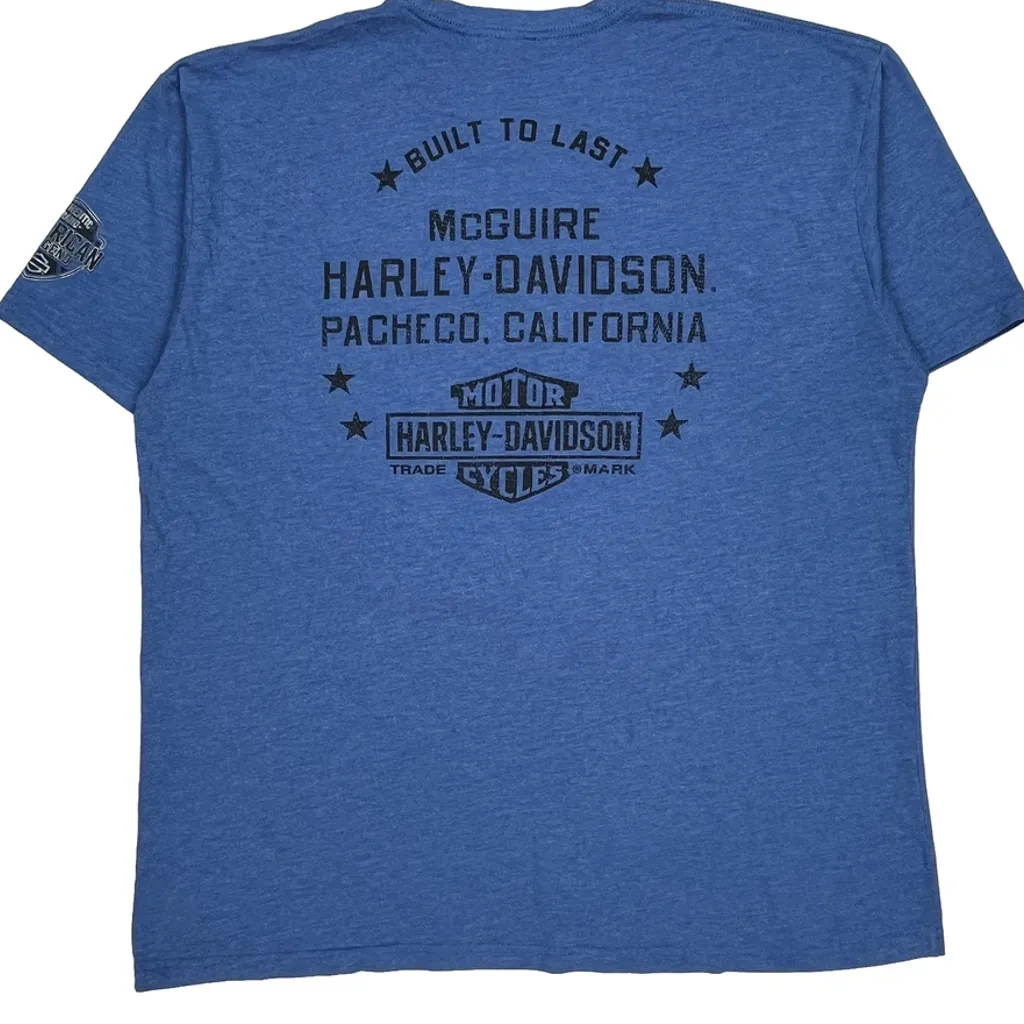 Genuine Quality Motorcycles Harley Davidson Graphic T-Shirt - XL Blue Cotton - Image 6