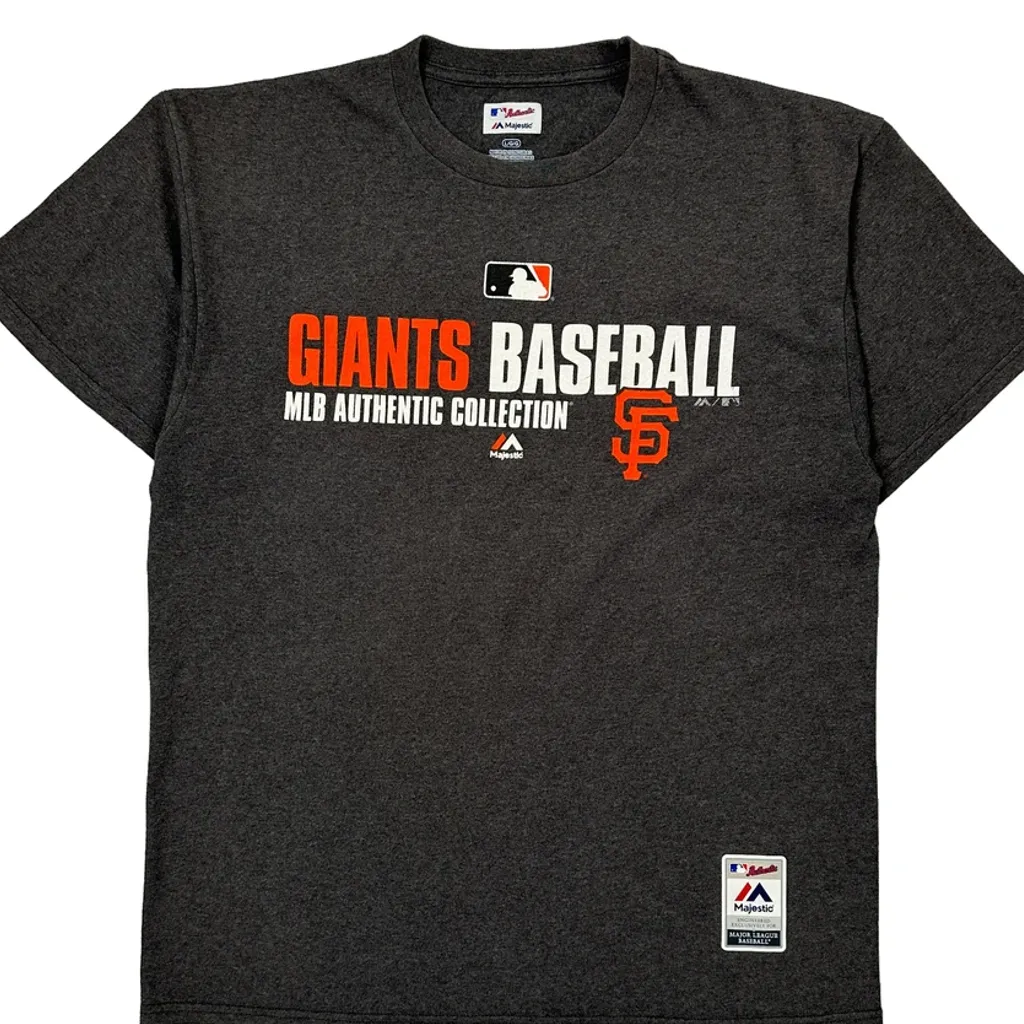Giants Baseball Majestic Mlb T-Shirt - Large Grey Cotton - Image 4