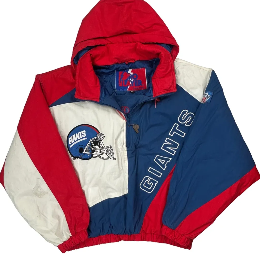 Giants Pro Player Spellout Jacket - XL Blue Nylon - Image 4