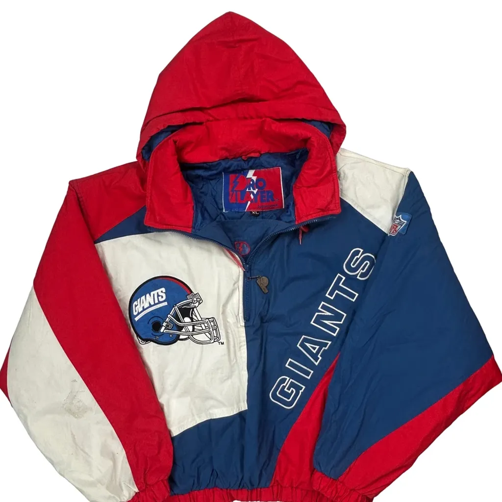 Giants Pro Player Spellout Jacket - XL Blue Nylon - Image 5