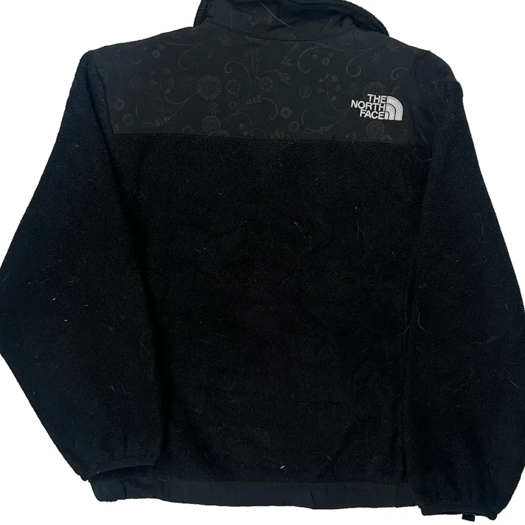 Girls The North Face Floral Fleece Jacket - Small Black Polyester - Image 6
