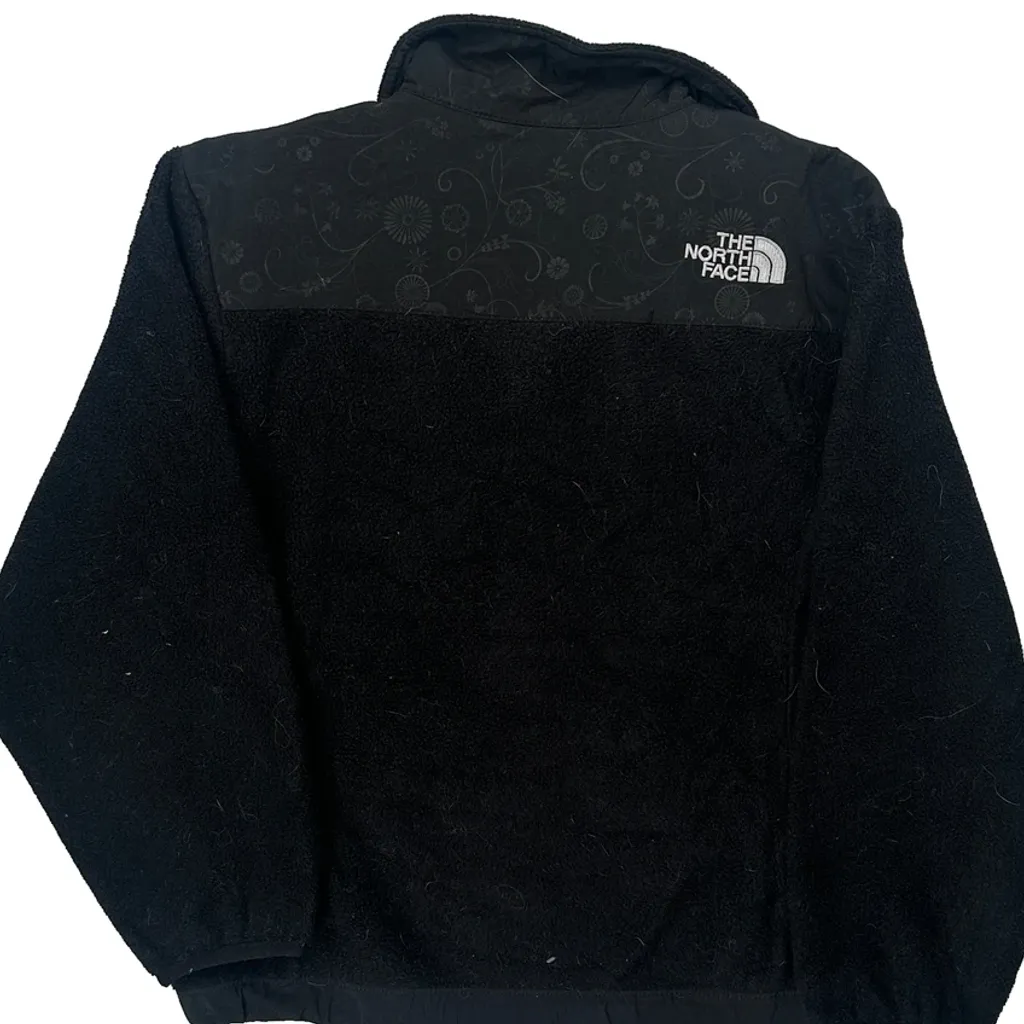 Girls The North Face Floral Fleece Jacket - Small Black Polyester - Image 7