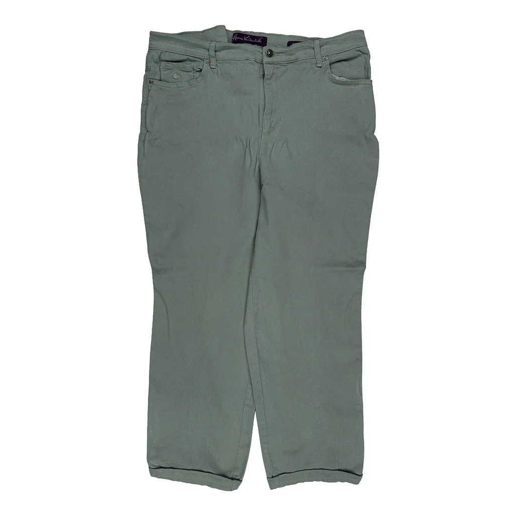 Gloria Vanderbilt Trousers - 36W UK 18 Green Cotton - Image 2