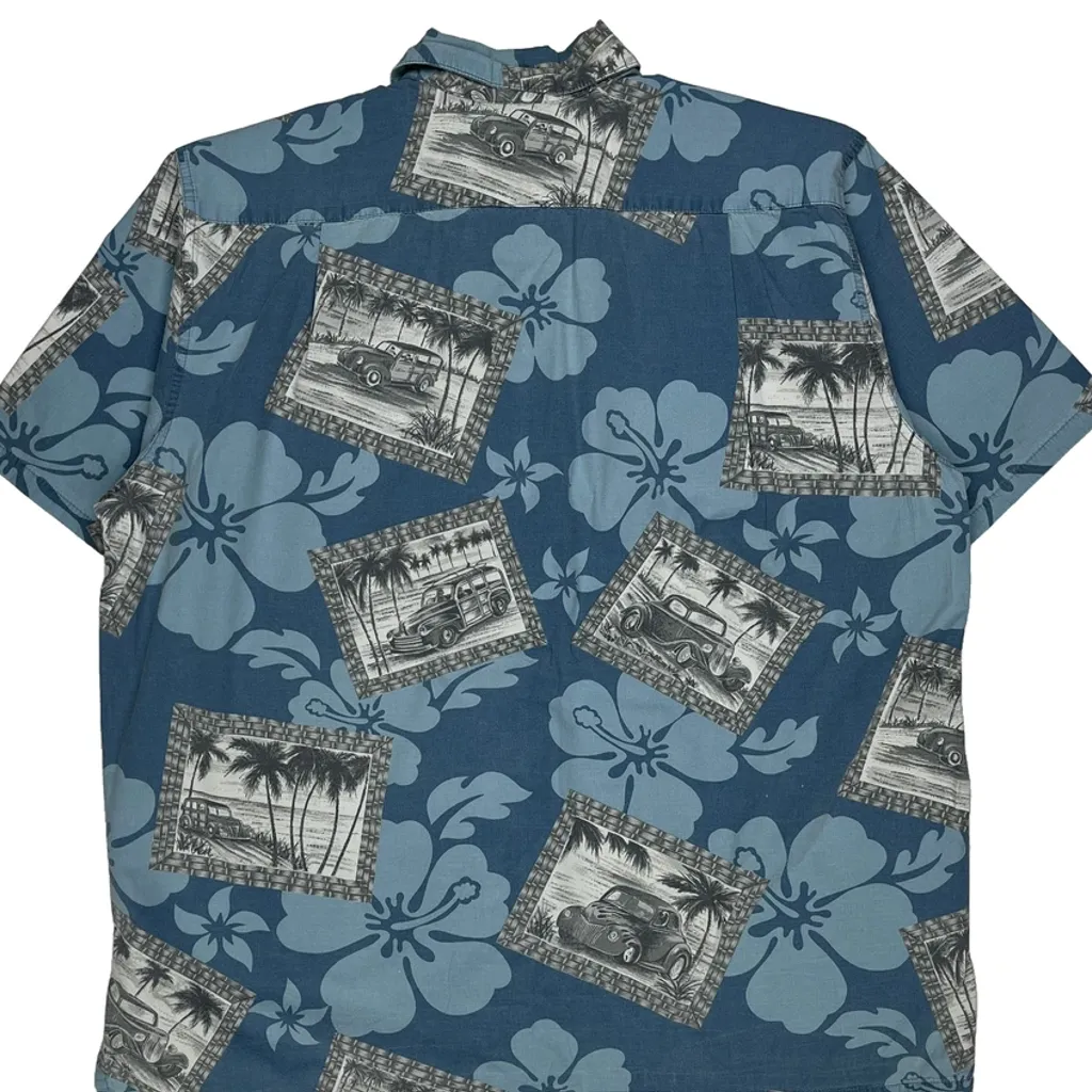 Go Barefoot Hawaiian Shirt - Large Blue Cotton - Image 6