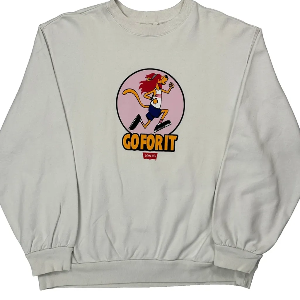 Go For It Levis Graphic Sweatshirt - Medium White Cotton - Image 4