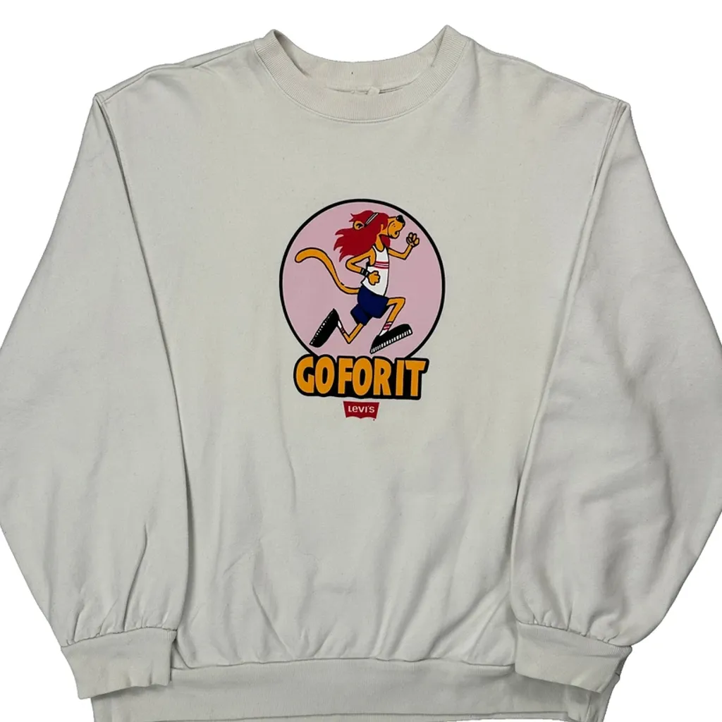 Go For It Levis Graphic Sweatshirt - Medium White Cotton - Image 5