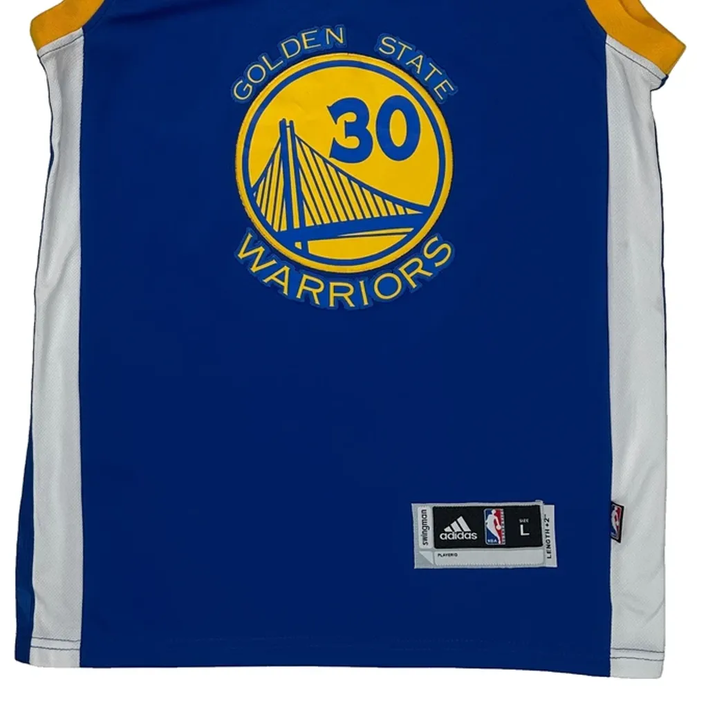 Golden State Warriors Adidas Curry Jersey - Large Blue Polyester - Image 4