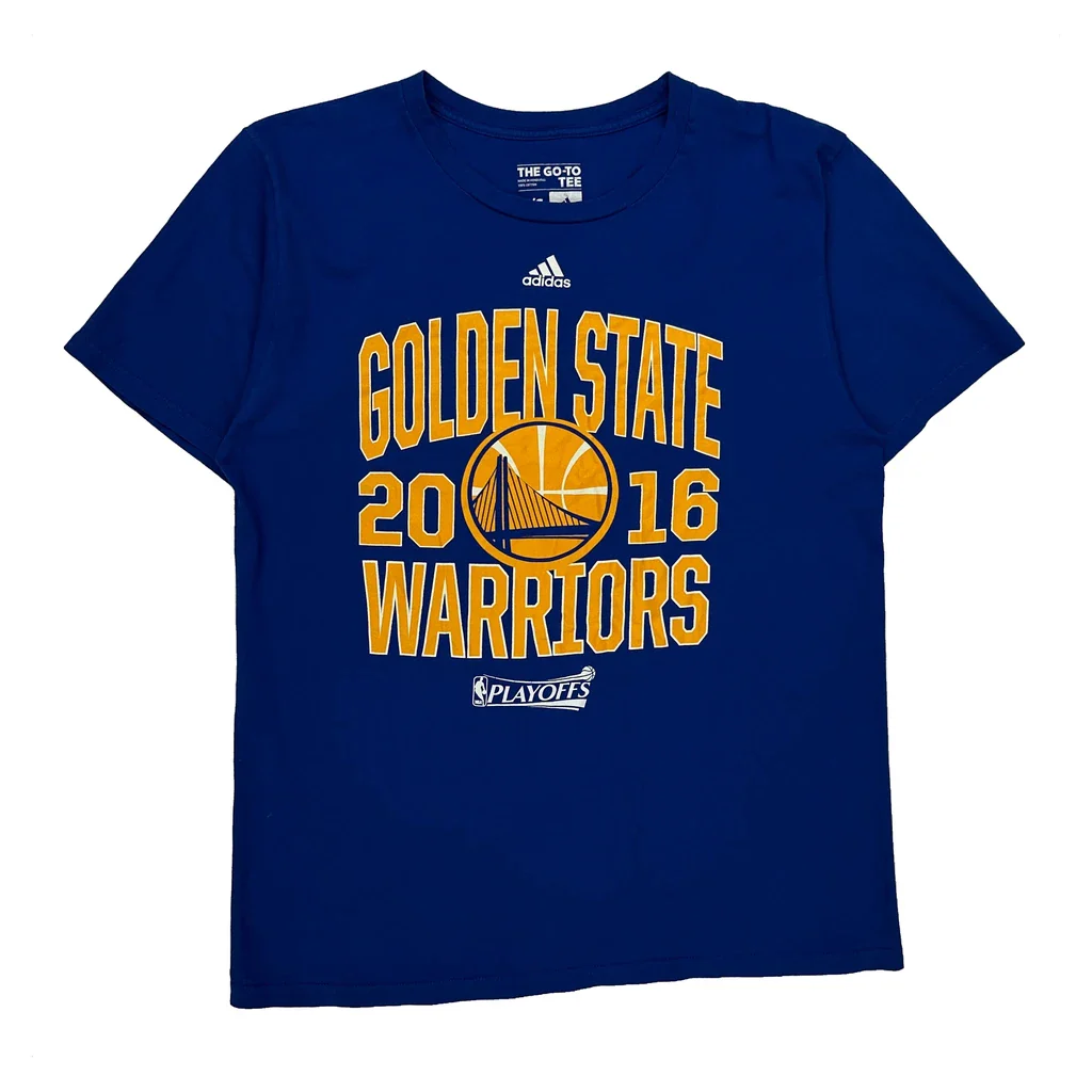 Golden State Warriors Adidas Nba T-Shirt - Large Blue Cotton