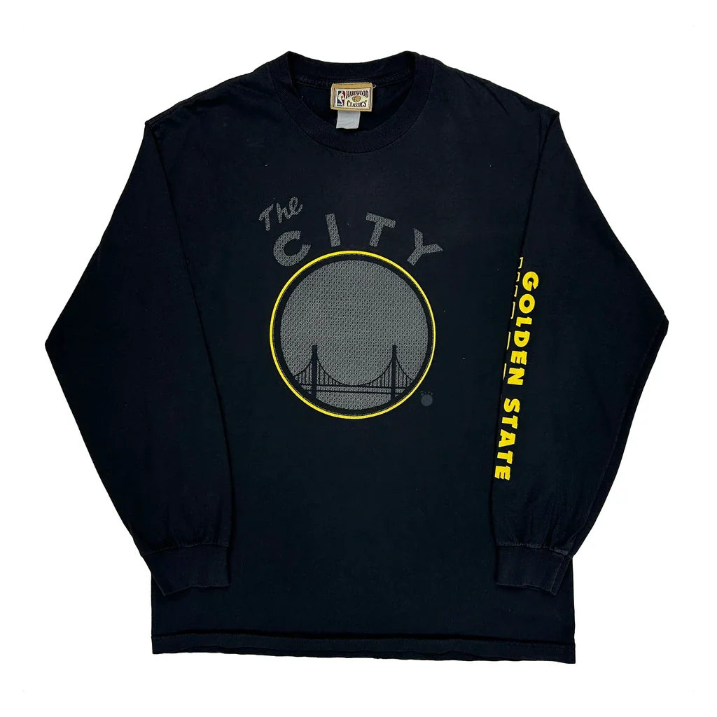 Golden State Warriors Hardwood Classics Nba Graphic Long Sleeve T-Shirt - Small Black Cotton