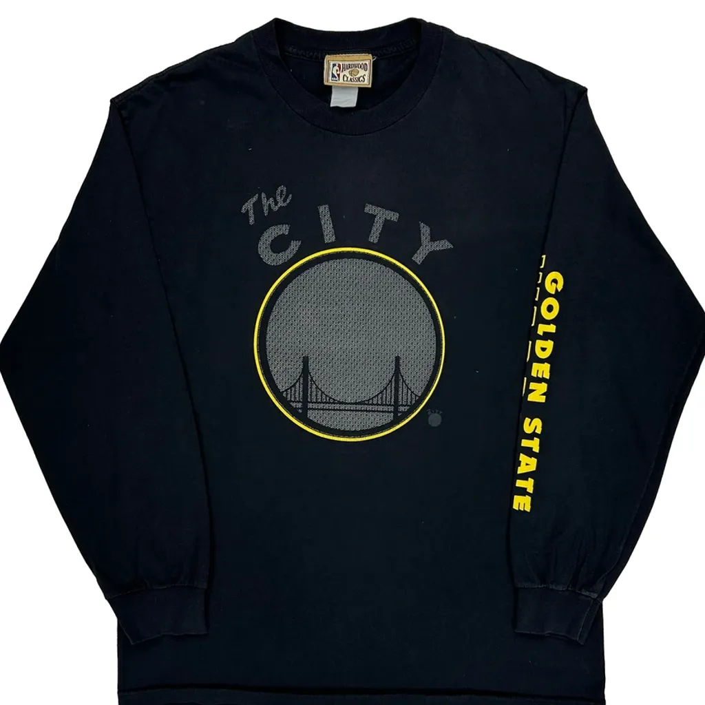 Golden State Warriors Hardwood Classics Nba Graphic Long Sleeve T-Shirt - Small Black Cotton - Image 5