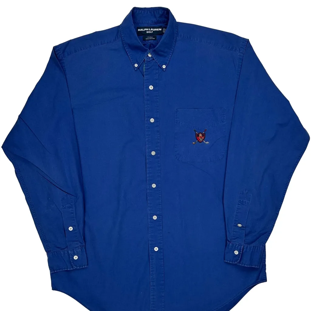 Golf Ralph Lauren Polo Golf Crest Shirt - Medium Blue Cotton - Image 5