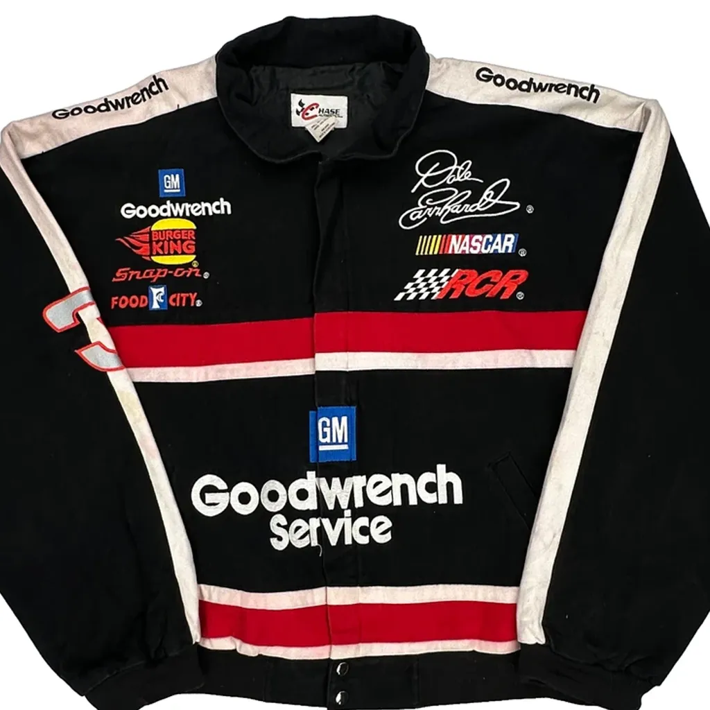 Goodwrench Service Chase Authentics Nascar Bomber Jacket - 2XL Black Cotton - Image 4
