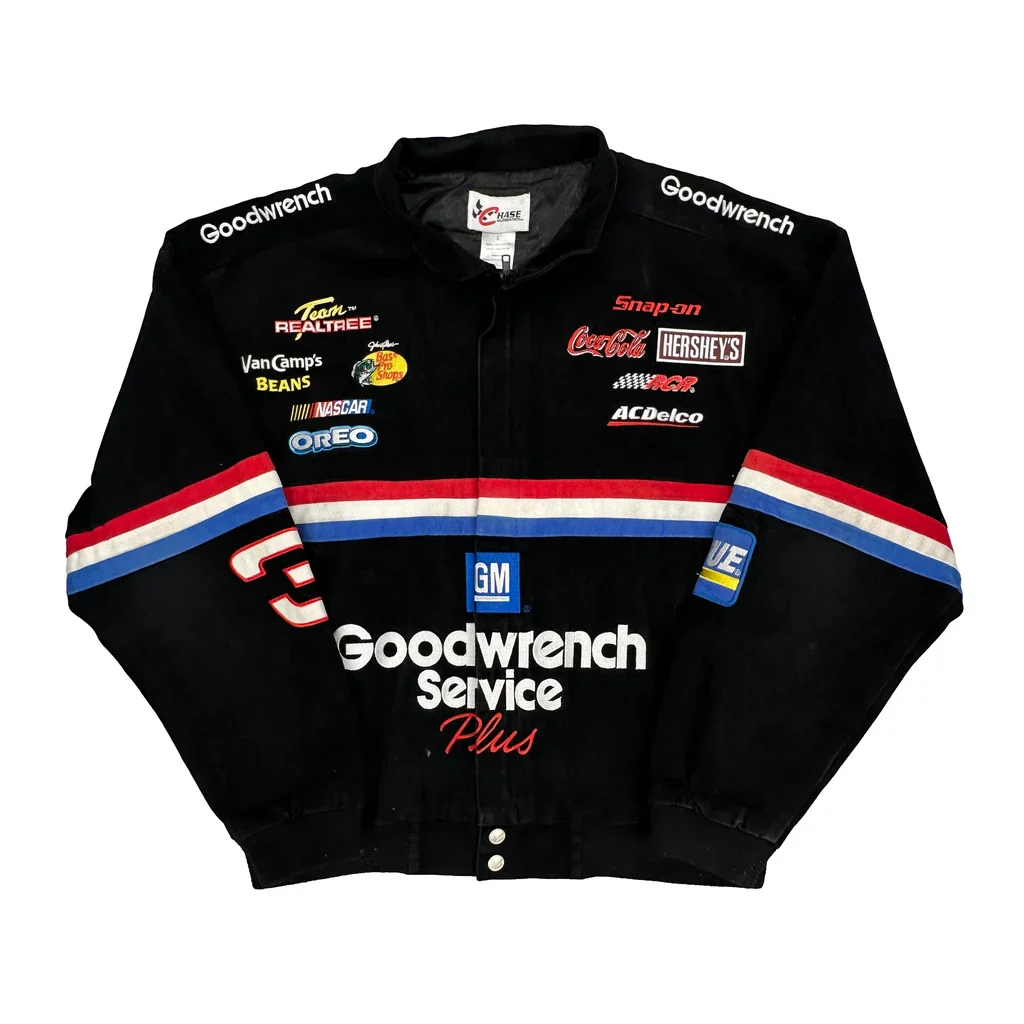 Goodwrench Service Plus Chase Authentics Nascar Bomber Jacket - Large Black Cotton