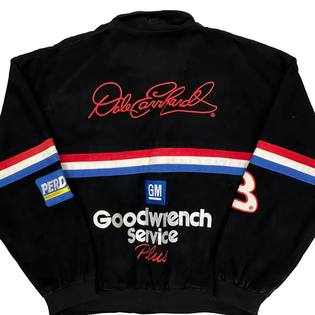 Goodwrench Service Plus Chase Authentics Nascar Bomber Jacket - Large Black Cotton - Image 6