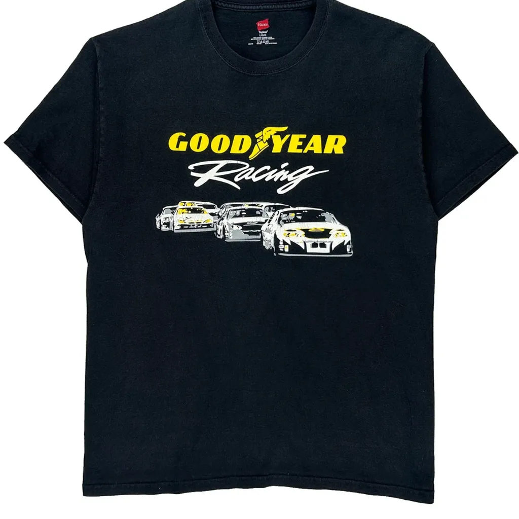 Goodyear Racing Hanes Nascar T-Shirt - Large Black Cotton - Image 4