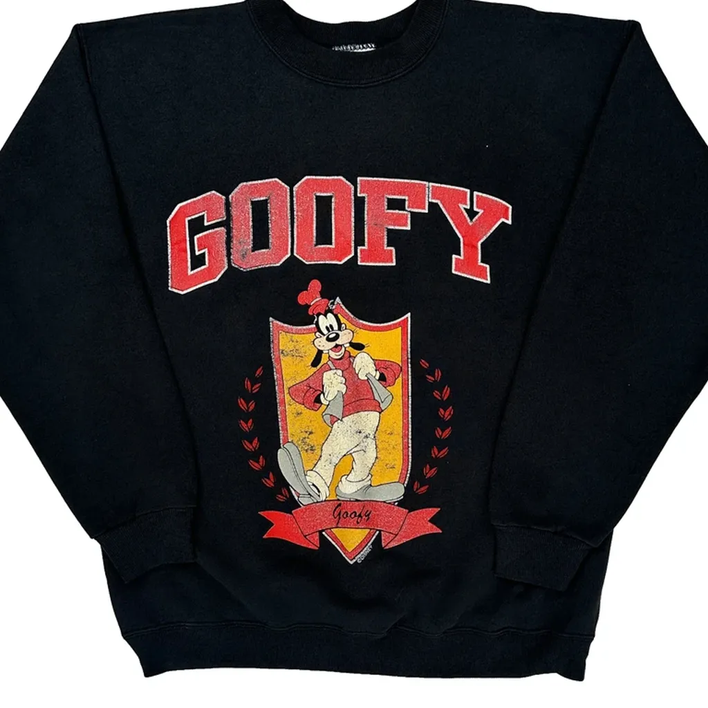 Goofy Character Disney Cartoon Sweatshirt - Medium Black Cotton Blend - Image 4