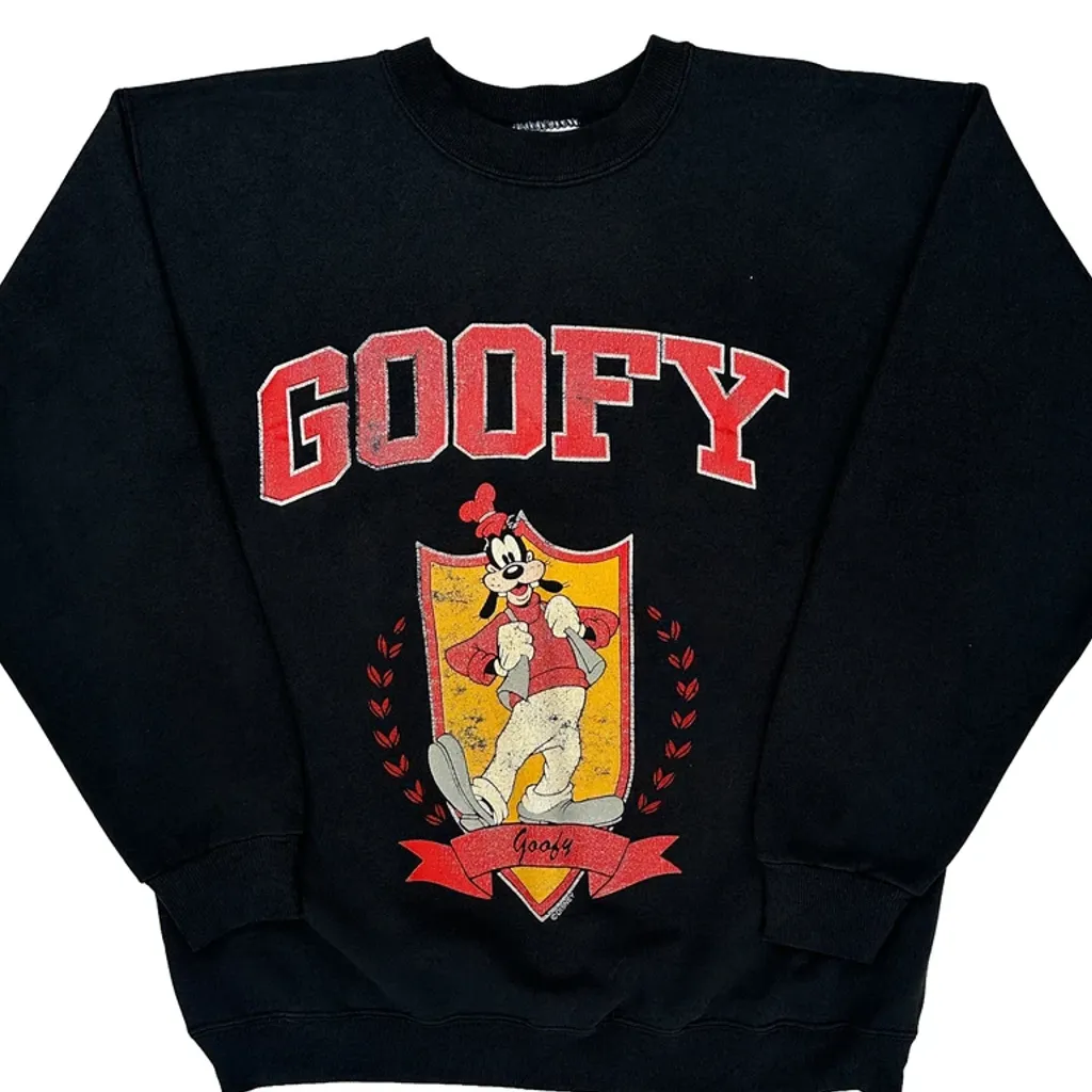 Goofy Character Disney Cartoon Sweatshirt - Medium Black Cotton Blend - Image 5