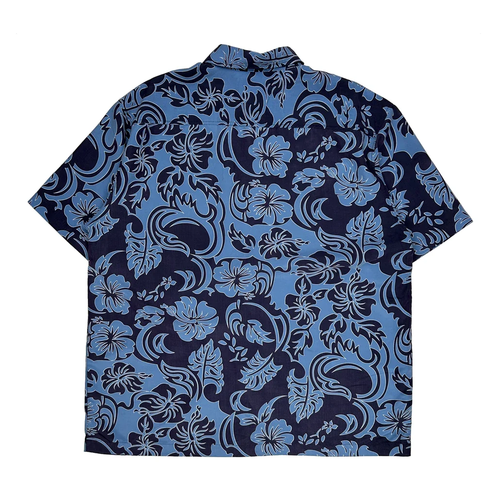 Gotcha Floral Hawaiian Shirt - Large Blue Polyester Blend - Image 2