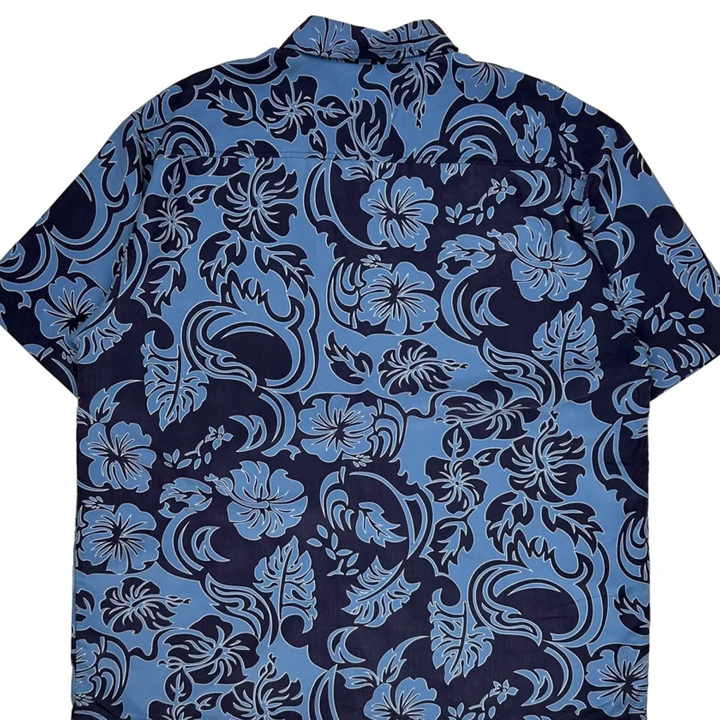 Gotcha Floral Hawaiian Shirt - Large Blue Polyester Blend - Image 6