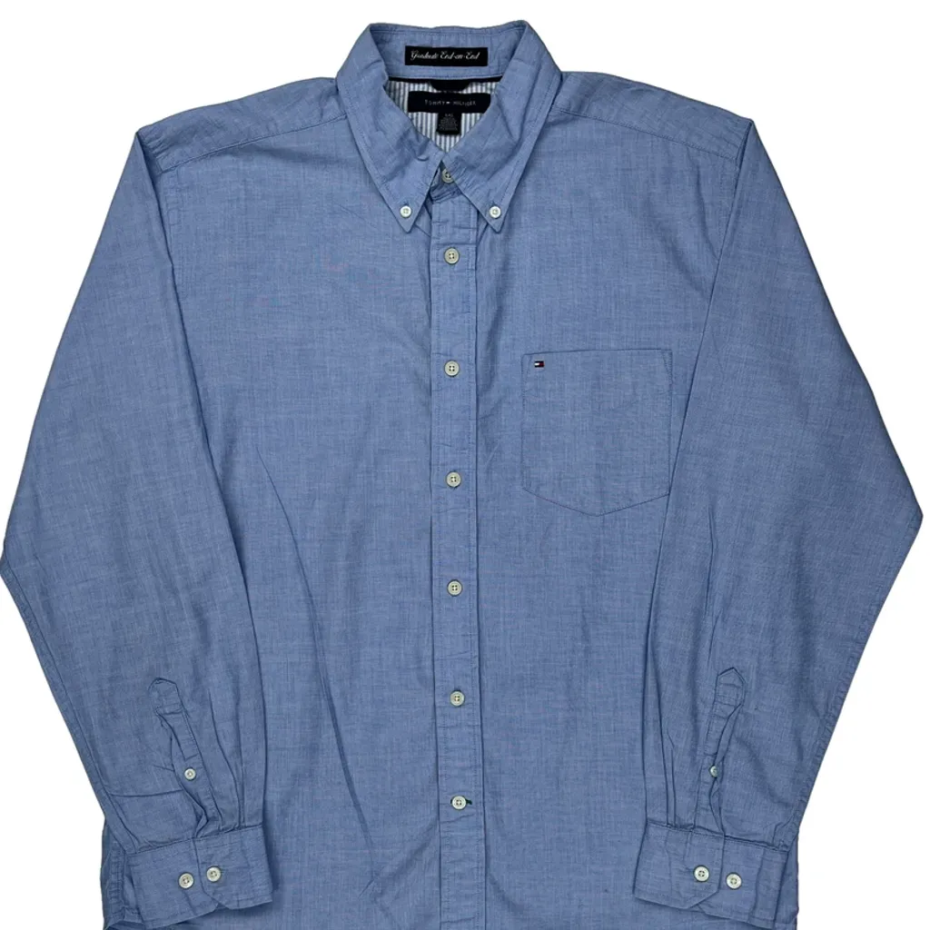 Graduate End-On-End Tommy Hilfiger Shirt - Large Blue Cotton - Image 4