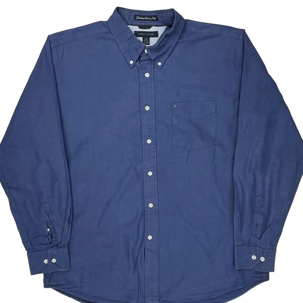 Graduate End-On-End Tommy Hilfiger Shirt - XL Blue Cotton - Image 3