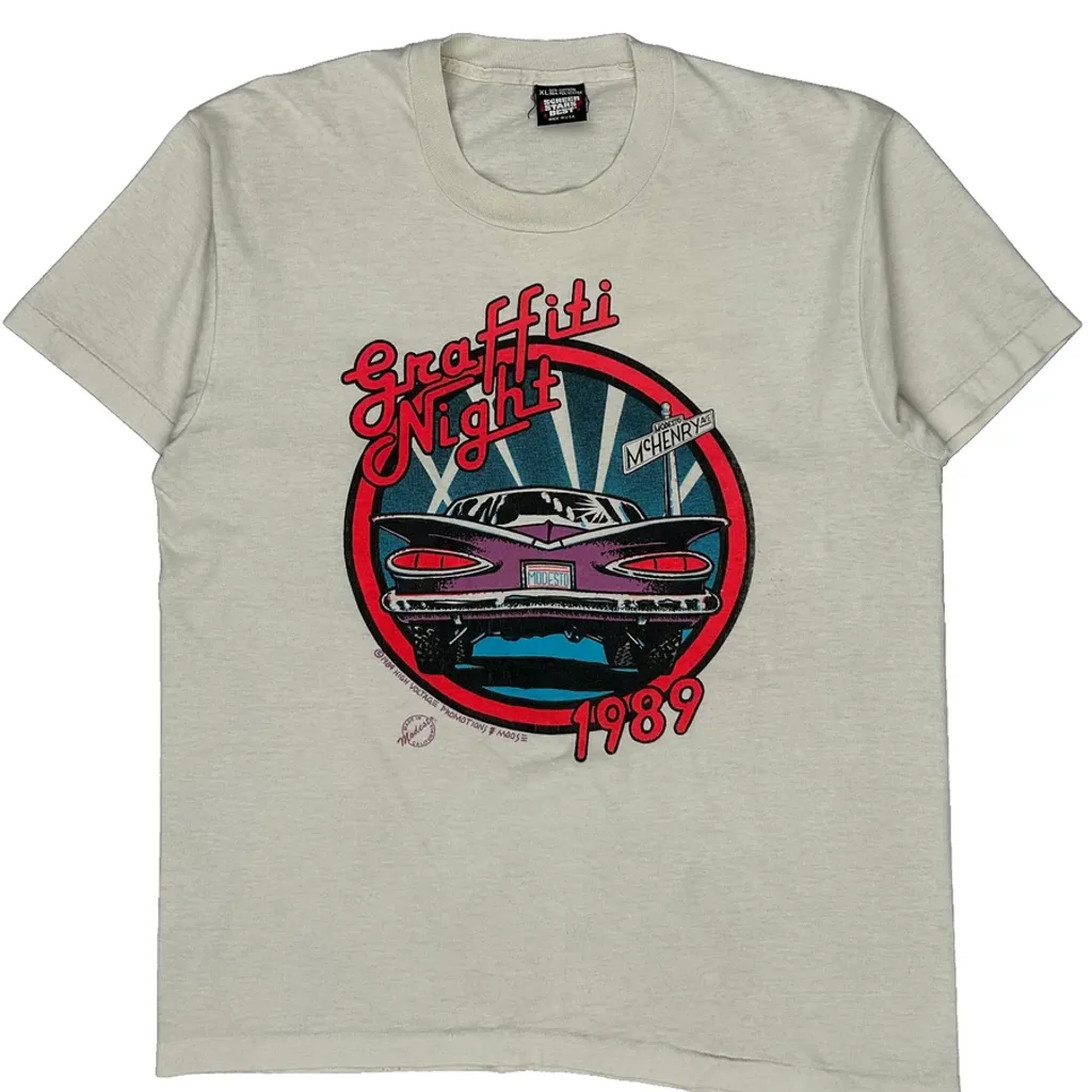 Graffiti Night 1989 Screen Stars Graphic T-Shirt - XL White Cotton Blend - Image 4