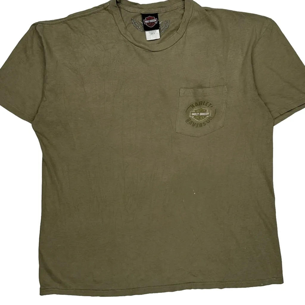 Grand Cayman Harley Davidson Graphic T-Shirt - XL Green Cotton - Image 4
