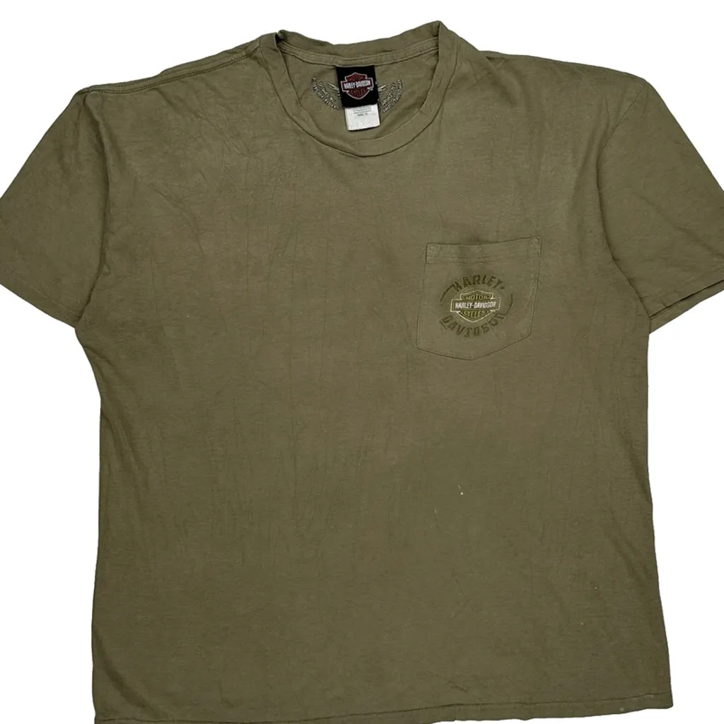 Grand Cayman Harley Davidson Graphic T-Shirt - XL Green Cotton - Image 5