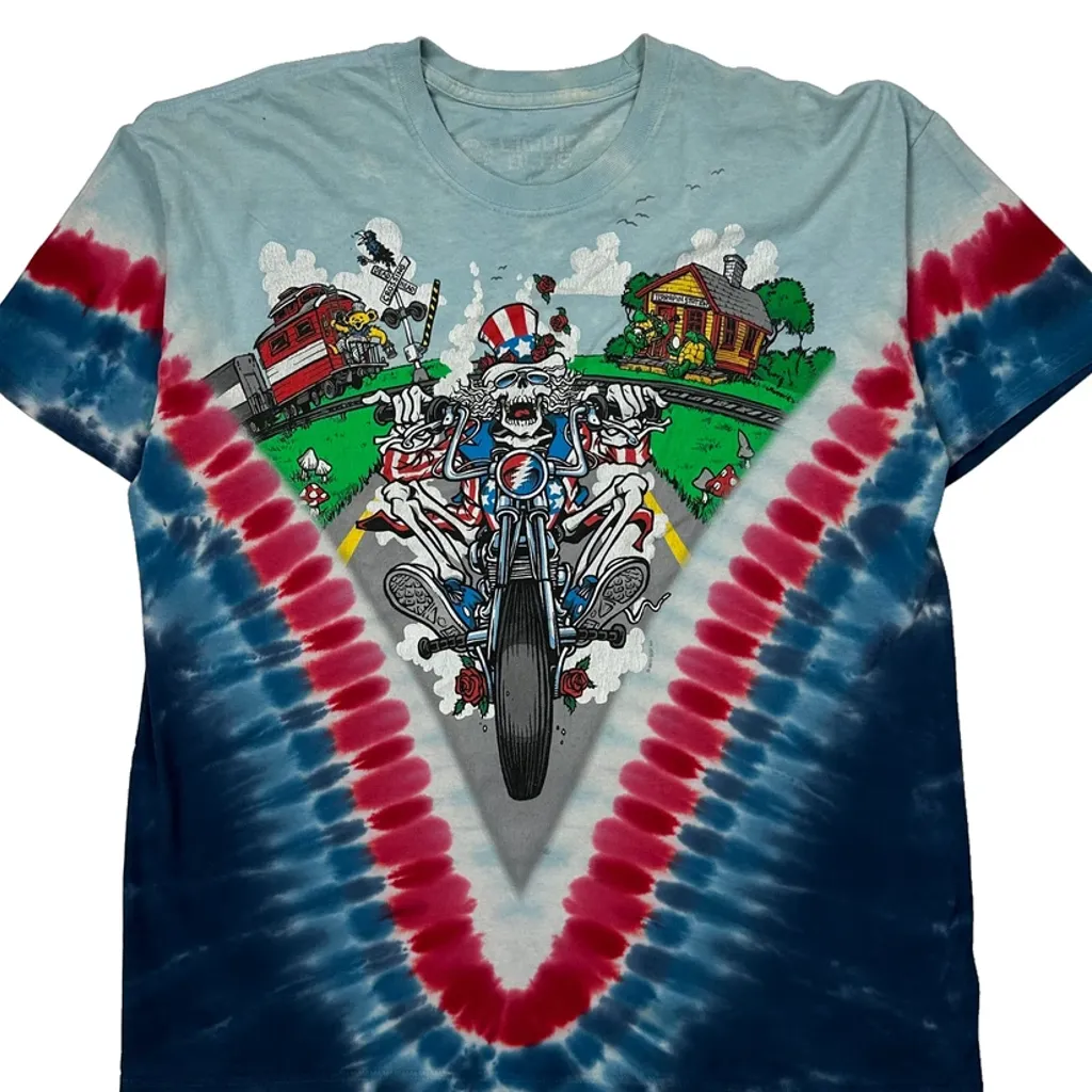 Grateful Dead Liquid Blue Graphic T-Shirt - Large Multicoloured Cotton - Image 4