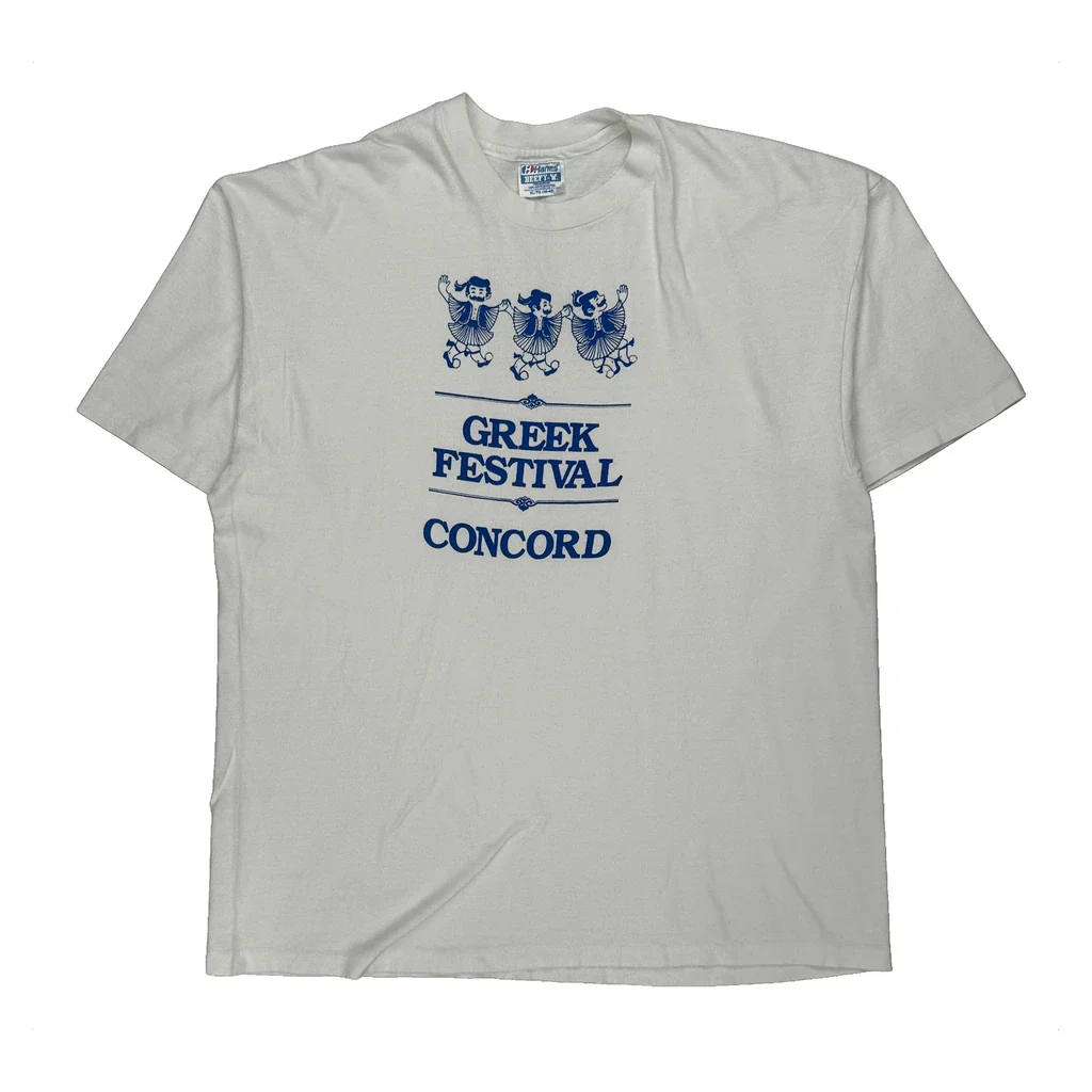 Greek Festival Concord Hanes Graphic T-Shirt - XL White Cotton