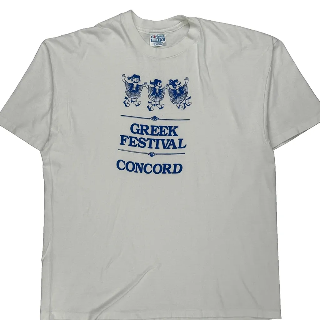 Greek Festival Concord Hanes Graphic T-Shirt - XL White Cotton - Image 5