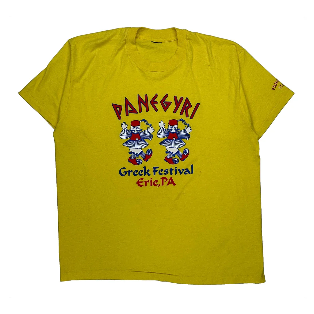Greek Festival Unbranded Single Stitch T-Shirt - 2XL Yellow Cotton