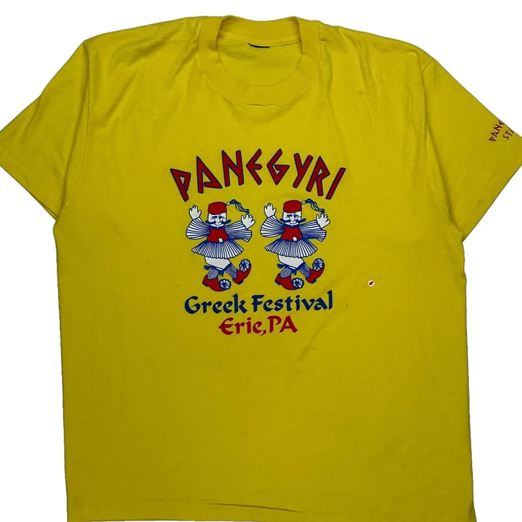 Greek Festival Unbranded Single Stitch T-Shirt - 2XL Yellow Cotton - Image 9