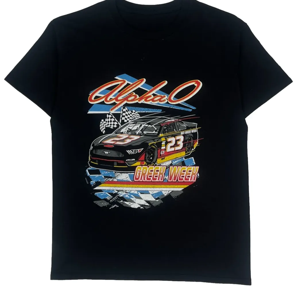 Greek Week Nascar Graphic T-Shirt - Small Black Cotton - Image 4