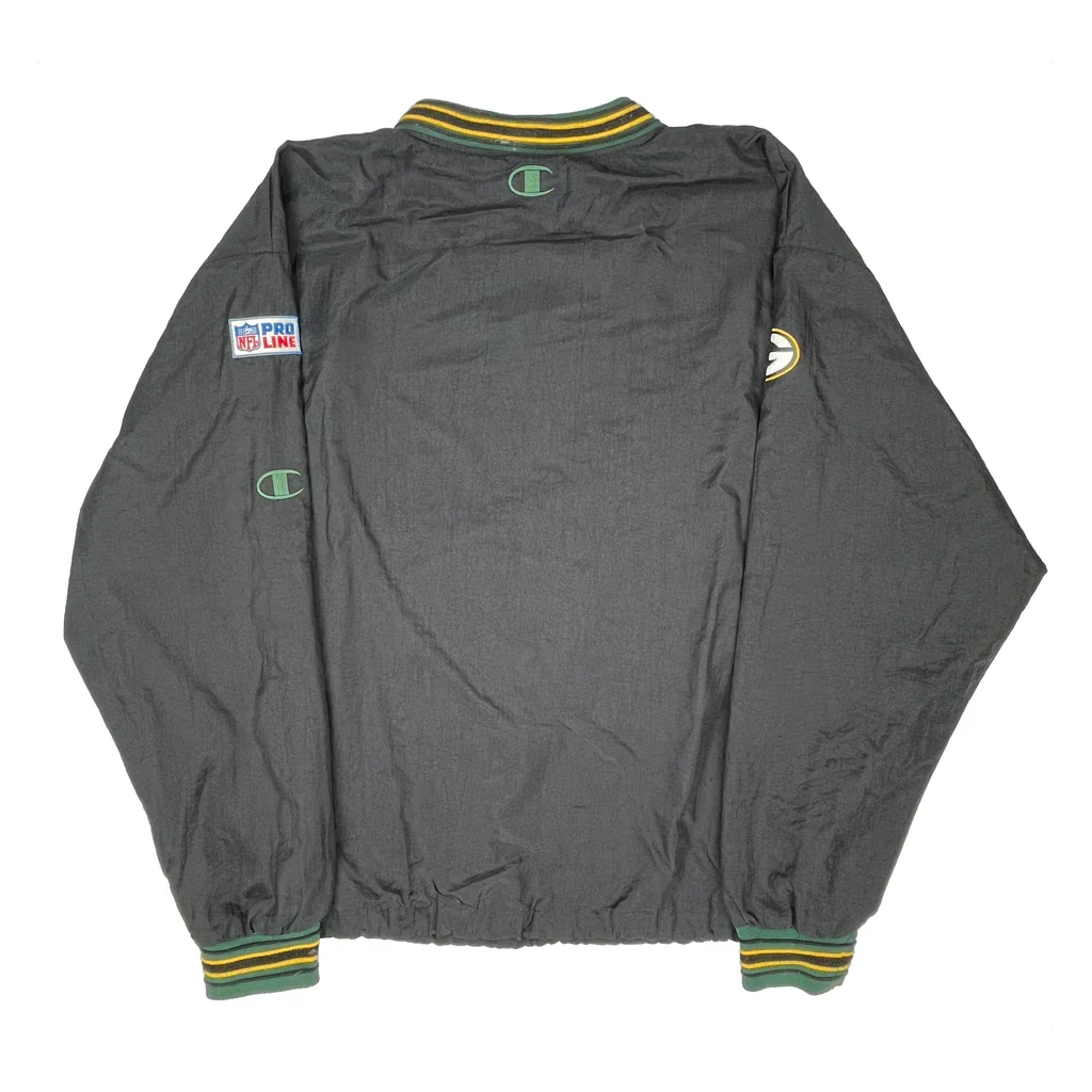Green Bay Packers Champion Football Windbreaker - XL Grey Nylon - Image 2
