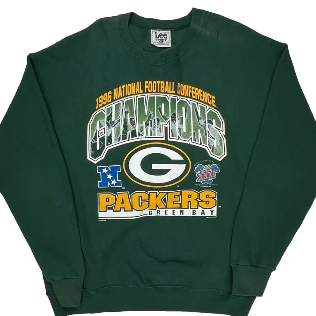 Green Bay Packers Lee Sport Football Sweatshirt - XL Green Cotton - Image 4