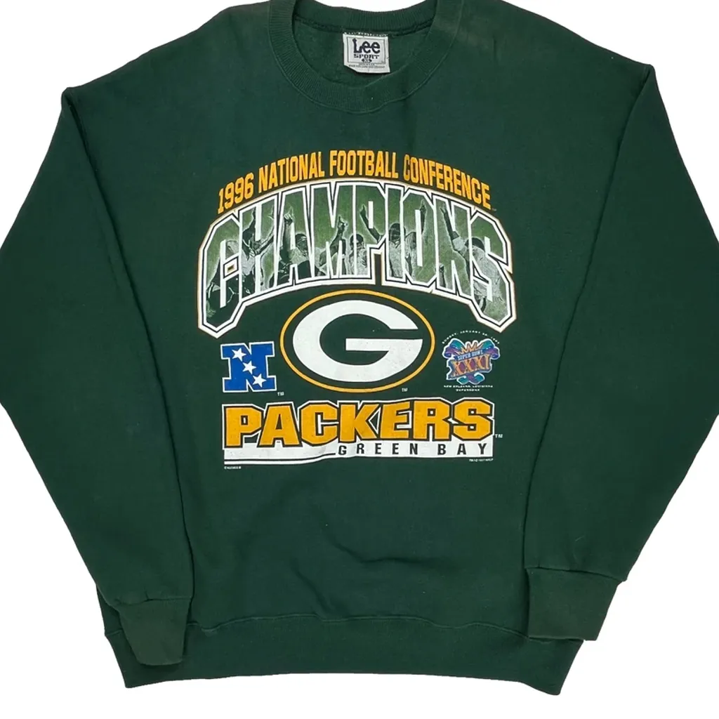 Green Bay Packers Lee Sport Football Sweatshirt - XL Green Cotton - Image 5
